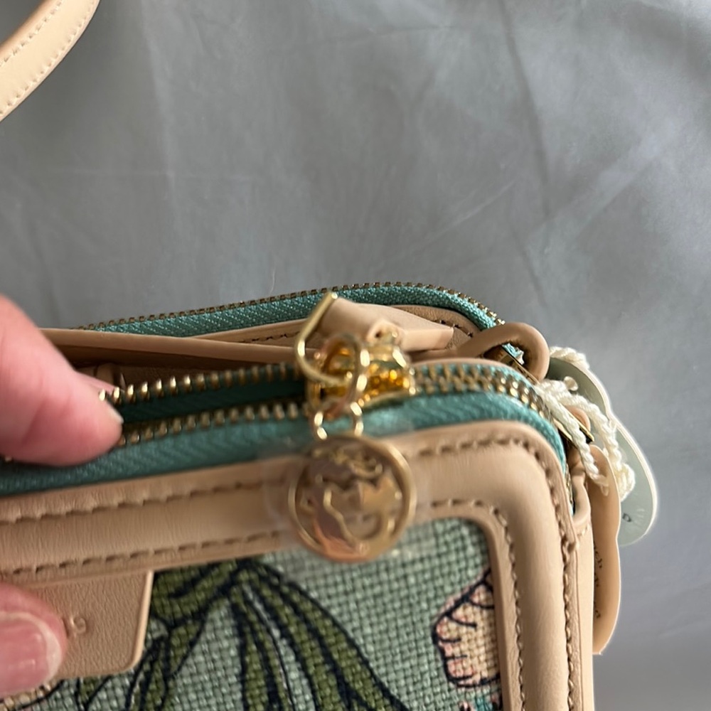 Spartina 449 Tan and Green Botanical Crossbody Bag - Picture 7 of 7